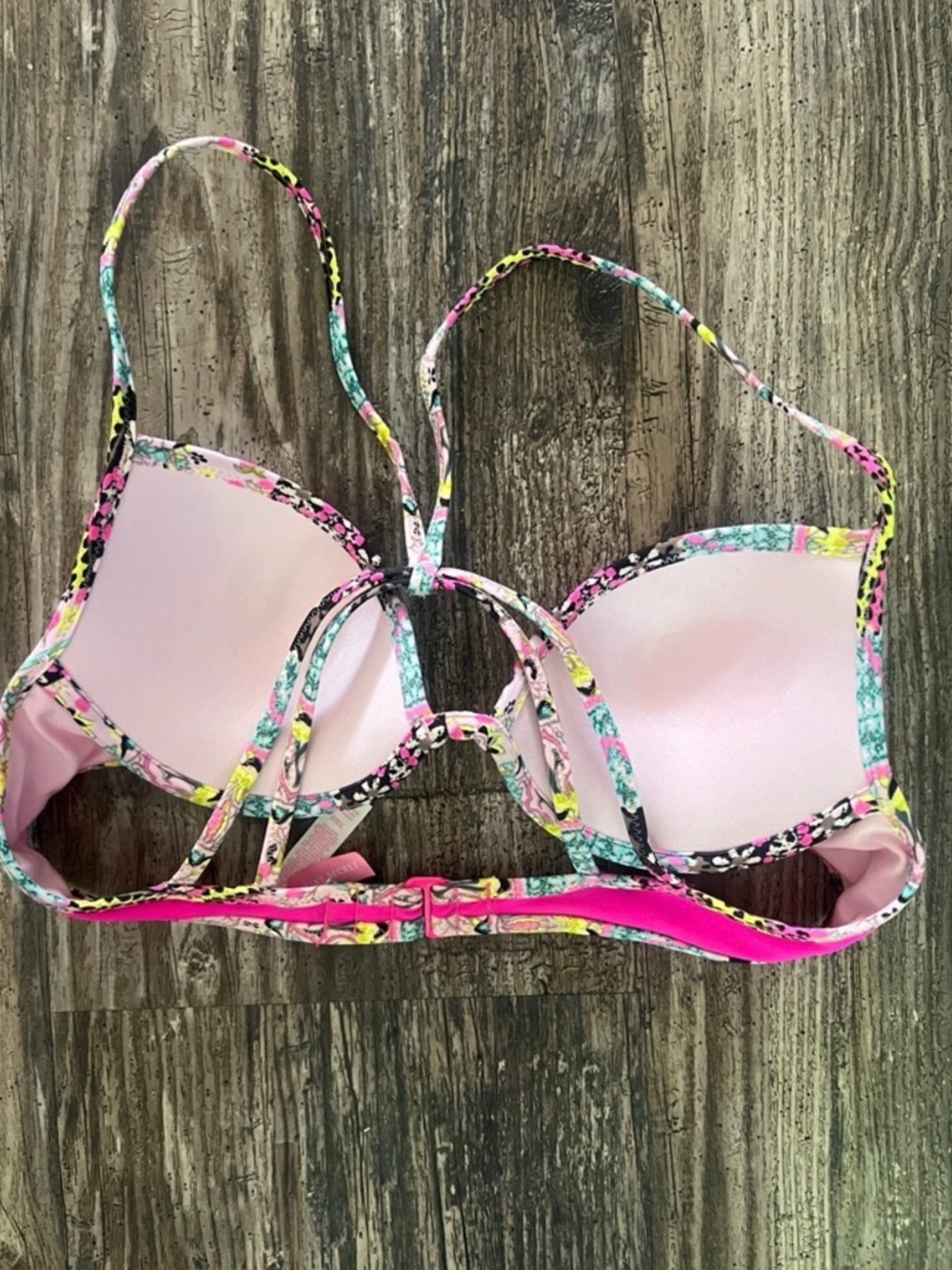 Victoria's Secret PINK The Fabulous Bikini Top | Hot Pink Sequin Swim | Size 34A - Picture 4 of 6